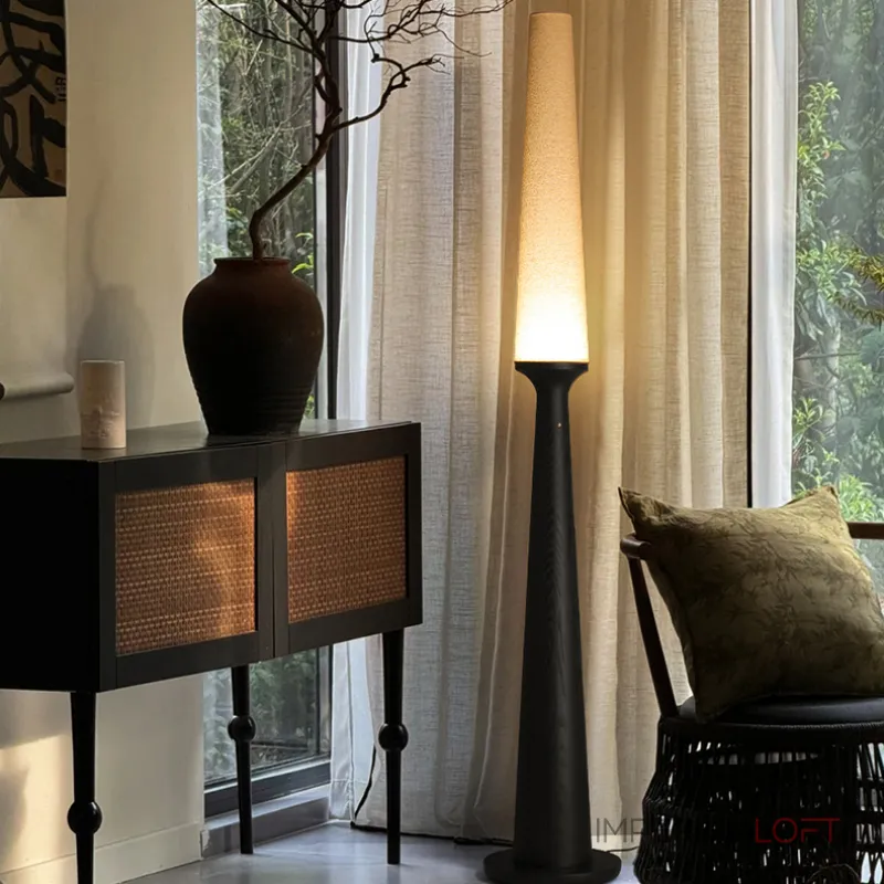 Серия торшеров с выключателем на коническом основании из высококачественной древесины и текстильным плафоном STEVE H145 Black от ImperiumLoft Серия торшеров с выключателем на коническом основании из высококачественной древесины и текстильным плафоном STEVE H145 Black от ImperiumLoft