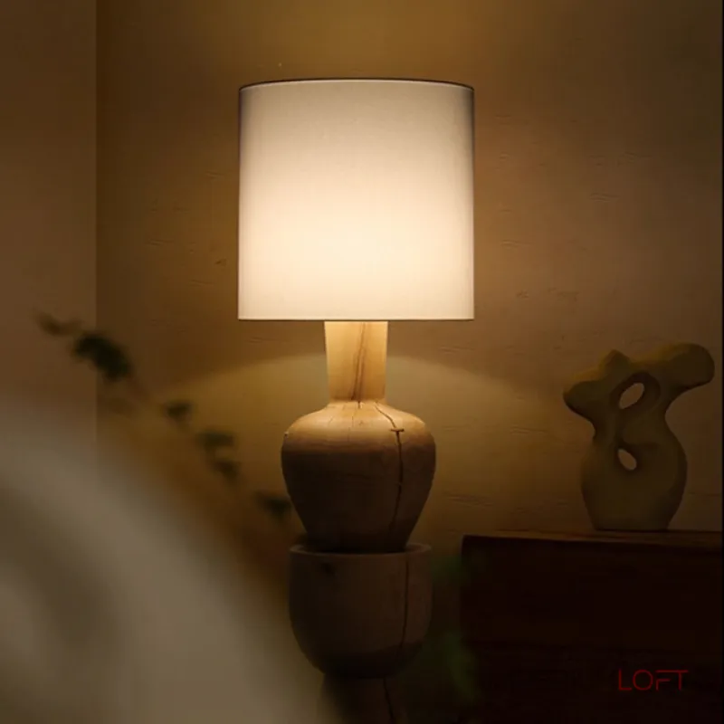 Дизайнерский торшер с массивным фигурным корпусом из цельного дерева и текстильным цилиндрическим плафоном HELGOT от ImperiumLoft Дизайнерский торшер с массивным фигурным корпусом из цельного дерева и текстильным цилиндрическим плафоном HELGOT от ImperiumLoft