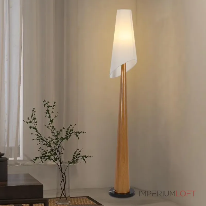 Серия торшеров с коническим корпусом из высококачественной древесины и асимметричным текстильным плафоном VALE Dark Brown от ImperiumLoft Серия торшеров с коническим корпусом из высококачественной древесины и асимметричным текстильным плафоном VALE Dark Brown от ImperiumLoft