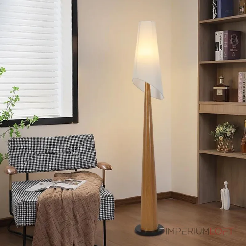 Серия торшеров с коническим корпусом из высококачественной древесины и асимметричным текстильным плафоном VALE Dark Brown от ImperiumLoft Серия торшеров с коническим корпусом из высококачественной древесины и асимметричным текстильным плафоном VALE Dark Brown от ImperiumLoft