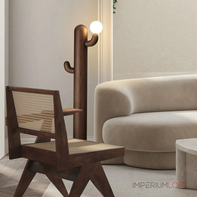 Деревянный напольный светильник в виде кактуса с шарообразным плафоном CACTUS WOOD Light Brown от ImperiumLoft Деревянный напольный светильник в виде кактуса с шарообразным плафоном CACTUS WOOD Light Brown от ImperiumLoft