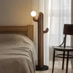 Деревянный напольный светильник в виде кактуса с шарообразным плафоном CACTUS WOOD Dark Brown от ImperiumLoft