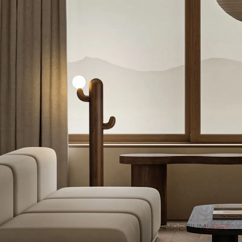 Деревянный напольный светильник в виде кактуса с шарообразным плафоном CACTUS WOOD Light Brown от ImperiumLoft Деревянный напольный светильник в виде кактуса с шарообразным плафоном CACTUS WOOD Light Brown от ImperiumLoft