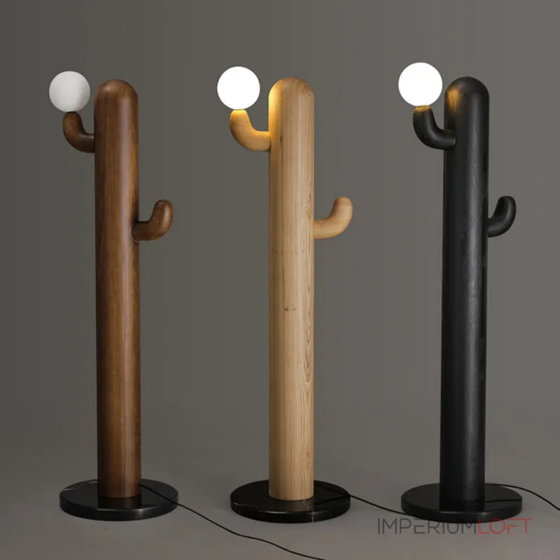 Деревянный напольный светильник в виде кактуса с шарообразным плафоном CACTUS WOOD Light Brown от ImperiumLoft Деревянный напольный светильник в виде кактуса с шарообразным плафоном CACTUS WOOD Light Brown от ImperiumLoft