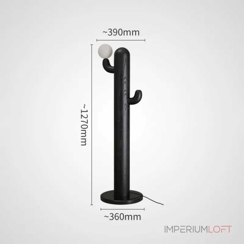 Деревянный напольный светильник в виде кактуса с шарообразным плафоном CACTUS WOOD Black от ImperiumLoft Деревянный напольный светильник в виде кактуса с шарообразным плафоном CACTUS WOOD Black от ImperiumLoft