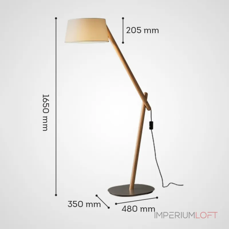 Серия торшеров с регулировкой угла наклона корпуса из высококачественной древесины и текстильным плафоном CRANE WOOD Light Brown от ImperiumLoft