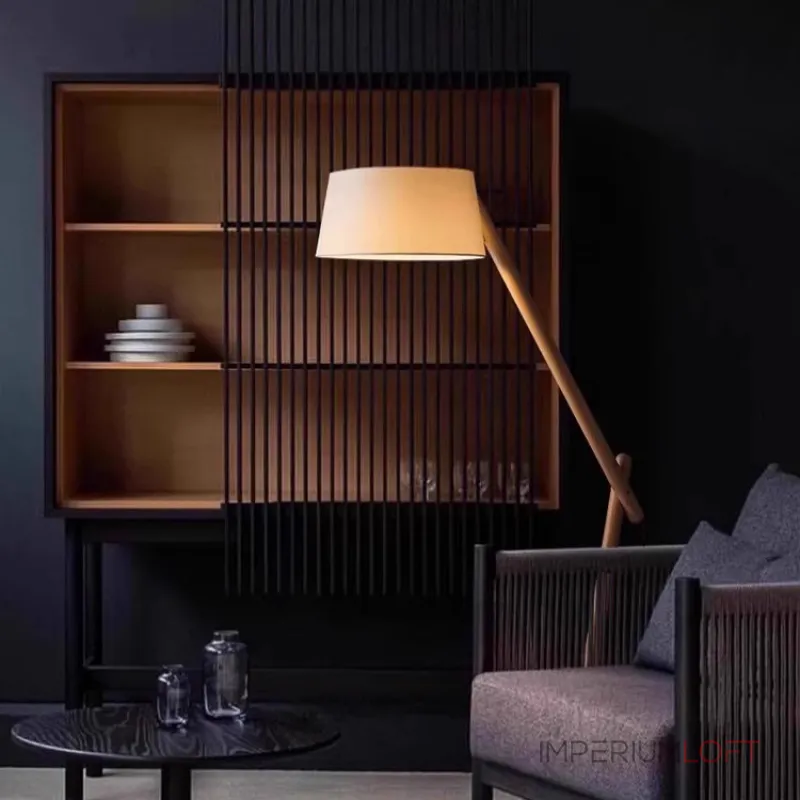 Серия торшеров с регулировкой угла наклона корпуса из высококачественной древесины и текстильным плафоном CRANE WOOD Black от ImperiumLoft Серия торшеров с регулировкой угла наклона корпуса из высококачественной древесины и текстильным плафоном CRANE WOOD Black от ImperiumLoft