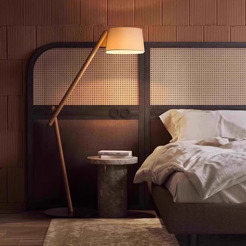 Серия торшеров с регулировкой угла наклона корпуса из высококачественной древесины и текстильным плафоном CRANE WOOD Black от ImperiumLoft Серия торшеров с регулировкой угла наклона корпуса из высококачественной древесины и текстильным плафоном CRANE WOOD Black от ImperiumLoft