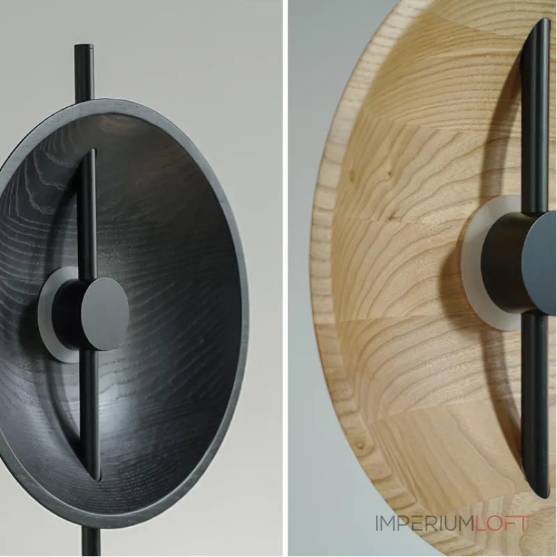 Серия дизайнерских торшеров с двумя плафонами в виде вогнутых дисков из дерева с LED подсветкой DELANO WOOD FL Black от ImperiumLoft Серия дизайнерских торшеров с двумя плафонами в виде вогнутых дисков из дерева с LED подсветкой DELANO WOOD FL Black от ImperiumLoft
