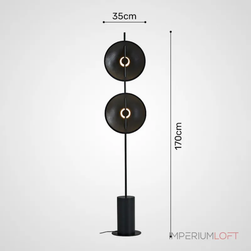 Серия дизайнерских торшеров с двумя плафонами в виде вогнутых дисков из дерева с LED подсветкой DELANO WOOD FL Black от ImperiumLoft Серия дизайнерских торшеров с двумя плафонами в виде вогнутых дисков из дерева с LED подсветкой DELANO WOOD FL Black от ImperiumLoft