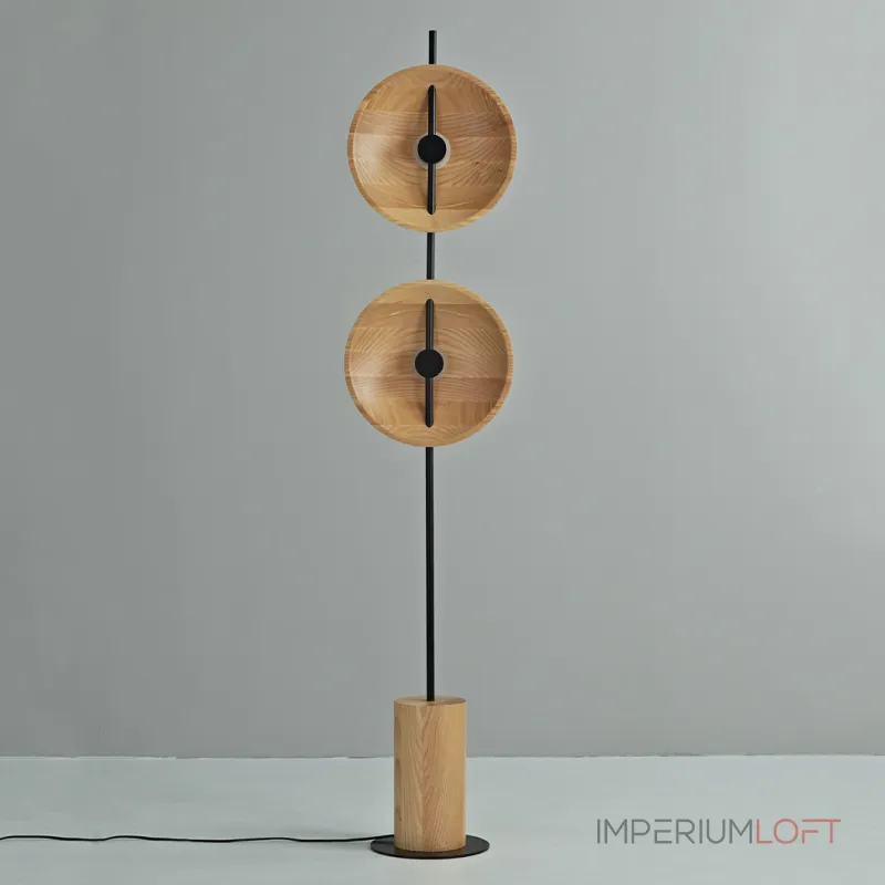 Серия дизайнерских торшеров с двумя плафонами в виде вогнутых дисков из дерева с LED подсветкой DELANO WOOD FL Black от ImperiumLoft Серия дизайнерских торшеров с двумя плафонами в виде вогнутых дисков из дерева с LED подсветкой DELANO WOOD FL Black от ImperiumLoft