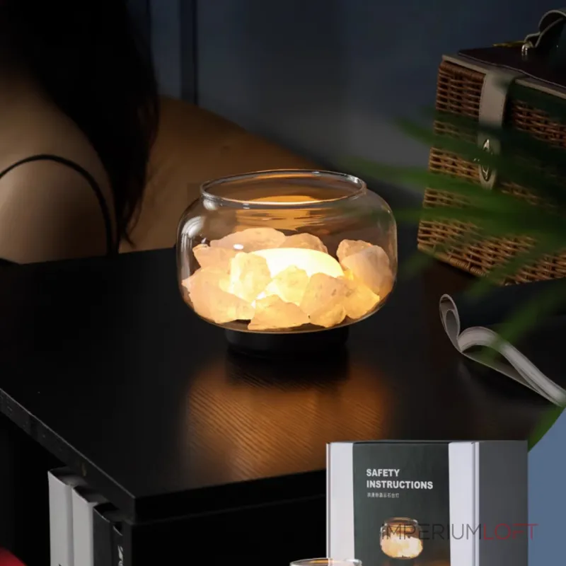 Настольная лампа с мраморным рассеивателем внутри стеклянного плафона с возможностью использования в качестве аромалампы DORIAN TAB с набором для аромотерапии от ImperiumLoft Настольная лампа с мраморным рассеивателем внутри стеклянного плафона с возможностью использования в качестве аромалампы DORIAN TAB с набором для аромотерапии от ImperiumLoft