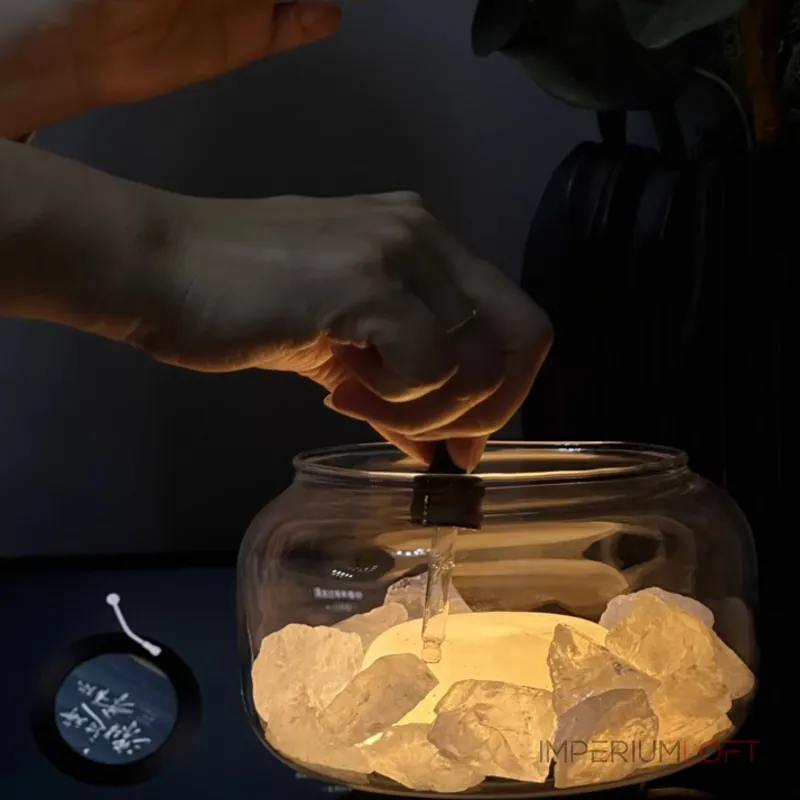 Настольная лампа с мраморным рассеивателем внутри стеклянного плафона с возможностью использования в качестве аромалампы DORIAN TAB с набором для аромотерапии от ImperiumLoft Настольная лампа с мраморным рассеивателем внутри стеклянного плафона с возможностью использования в качестве аромалампы DORIAN TAB с набором для аромотерапии от ImperiumLoft