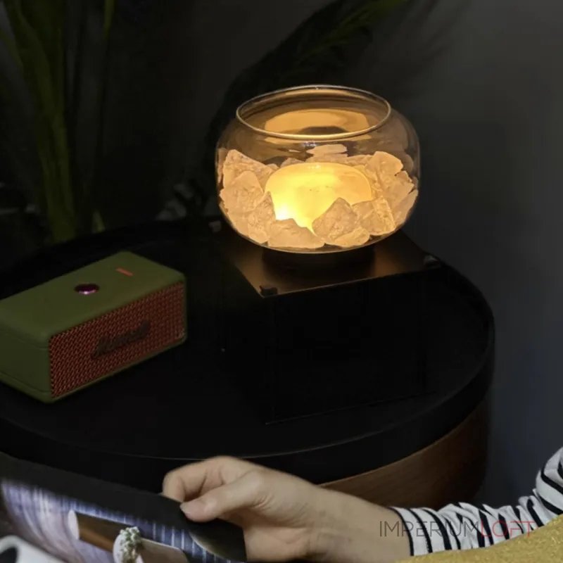 Настольная лампа с мраморным рассеивателем внутри стеклянного плафона с возможностью использования в качестве аромалампы DORIAN TAB с набором для аромотерапии от ImperiumLoft Настольная лампа с мраморным рассеивателем внутри стеклянного плафона с возможностью использования в качестве аромалампы DORIAN TAB с набором для аромотерапии от ImperiumLoft