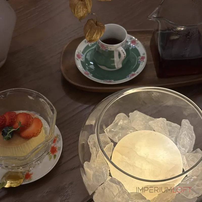 Настольная лампа с мраморным рассеивателем внутри стеклянного плафона с возможностью использования в качестве аромалампы DORIAN TAB с набором для аромотерапии от ImperiumLoft Настольная лампа с мраморным рассеивателем внутри стеклянного плафона с возможностью использования в качестве аромалампы DORIAN TAB с набором для аромотерапии от ImperiumLoft