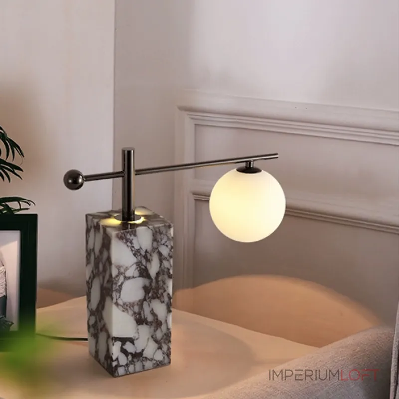 Серия настольных ламп с шарообразным плафоном на угловом кронштейне и основанием с внутренней подсветкой SYMBOL NEPHRITE TAB A от ImperiumLoft Серия настольных ламп с шарообразным плафоном на угловом кронштейне и основанием с внутренней подсветкой SYMBOL NEPHRITE TAB A от ImperiumLoft