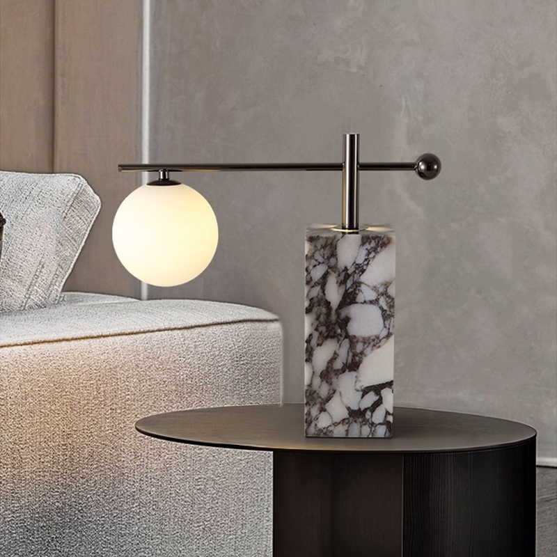 Серия настольных ламп с шарообразным плафоном на угловом кронштейне и основанием с внутренней подсветкой SYMBOL NEPHRITE TAB A от ImperiumLoft Серия настольных ламп с шарообразным плафоном на угловом кронштейне и основанием с внутренней подсветкой SYMBOL NEPHRITE TAB A от ImperiumLoft