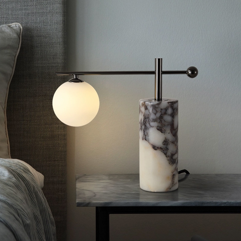 Серия настольных ламп с шарообразным плафоном на угловом кронштейне и основанием с внутренней подсветкой SYMBOL NEPHRITE TAB A от ImperiumLoft Серия настольных ламп с шарообразным плафоном на угловом кронштейне и основанием с внутренней подсветкой SYMBOL NEPHRITE TAB A от ImperiumLoft