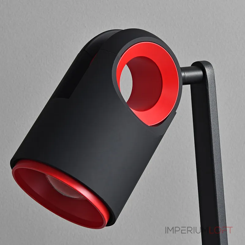 Светодиодная настольная лампа с направленным источником света на регулируемом плафоне с декоративыми элементами красного цвета TOLLVER TAB от ImperiumLoft