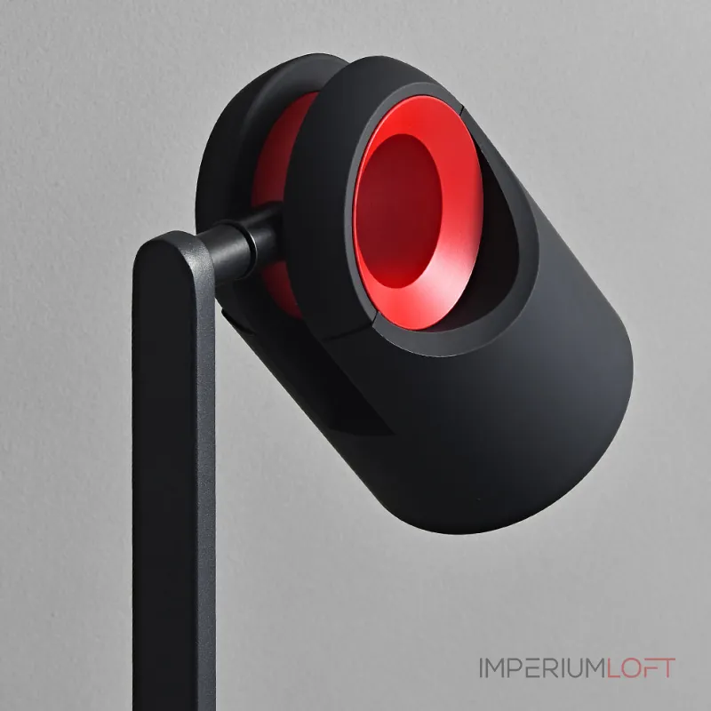 Светодиодная настольная лампа с направленным источником света на регулируемом плафоне с декоративыми элементами красного цвета TOLLVER TAB от ImperiumLoft