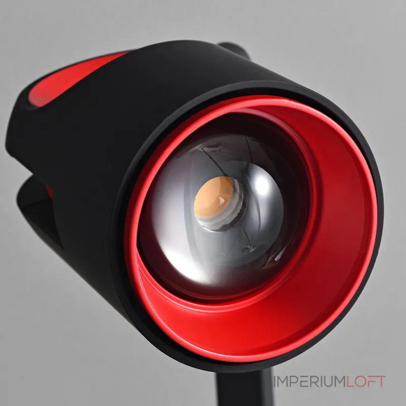 Светодиодная настольная лампа с направленным источником света на регулируемом плафоне с декоративыми элементами красного цвета TOLLVER TAB от ImperiumLoft