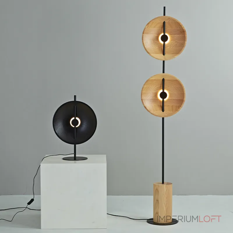 Серия настольных ламп с плафоном в виде вогнутого диска из дерева с LED подсветкой DELANO WOOD TAB Black от ImperiumLoft Серия настольных ламп с плафоном в виде вогнутого диска из дерева с LED подсветкой DELANO WOOD TAB Black от ImperiumLoft
