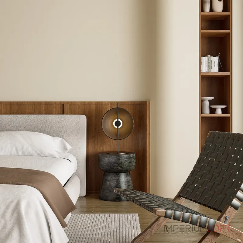 Серия настольных ламп с плафоном в виде вогнутого диска из дерева с LED подсветкой DELANO WOOD TAB Black от ImperiumLoft Серия настольных ламп с плафоном в виде вогнутого диска из дерева с LED подсветкой DELANO WOOD TAB Black от ImperiumLoft