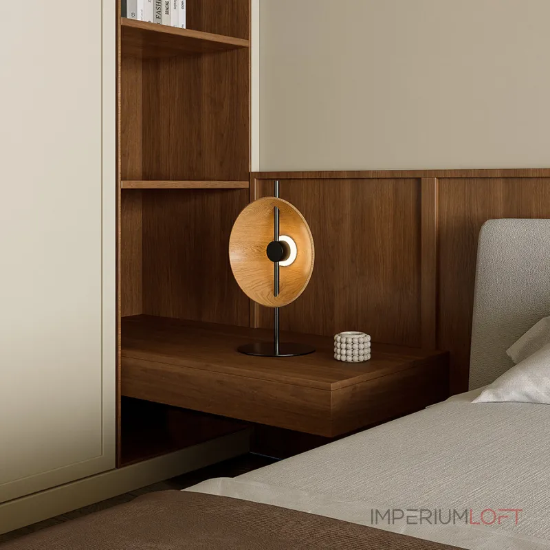 Серия настольных ламп с плафоном в виде вогнутого диска из дерева с LED подсветкой DELANO WOOD TAB Black от ImperiumLoft Серия настольных ламп с плафоном в виде вогнутого диска из дерева с LED подсветкой DELANO WOOD TAB Black от ImperiumLoft