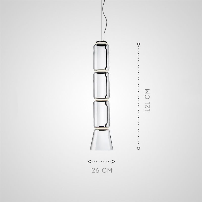 Серия подвесных светильников из прозрачных стеклянных скругленных цилиндров c LED подсветкой сверху и снизу QUENTIN B H121 от ImperiumLoft Серия подвесных светильников из прозрачных стеклянных скругленных цилиндров c LED подсветкой сверху и снизу QUENTIN B H121 от ImperiumLoft