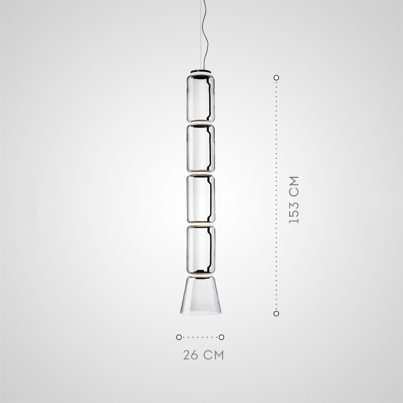 Серия подвесных светильников из прозрачных стеклянных скругленных цилиндров c LED подсветкой сверху и снизу QUENTIN B H153