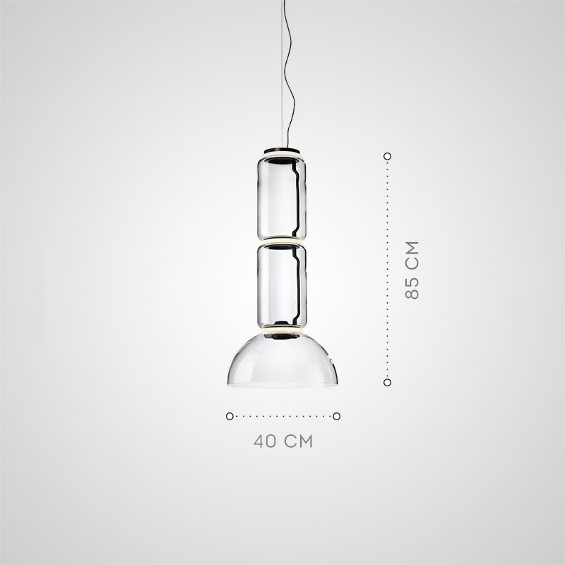 Серия подвесных светильников из прозрачных стеклянных скругленных цилиндров c LED подсветкой сверху и снизу QUENTIN C H85 от ImperiumLoft Серия подвесных светильников из прозрачных стеклянных скругленных цилиндров c LED подсветкой сверху и снизу QUENTIN C H85 от ImperiumLoft