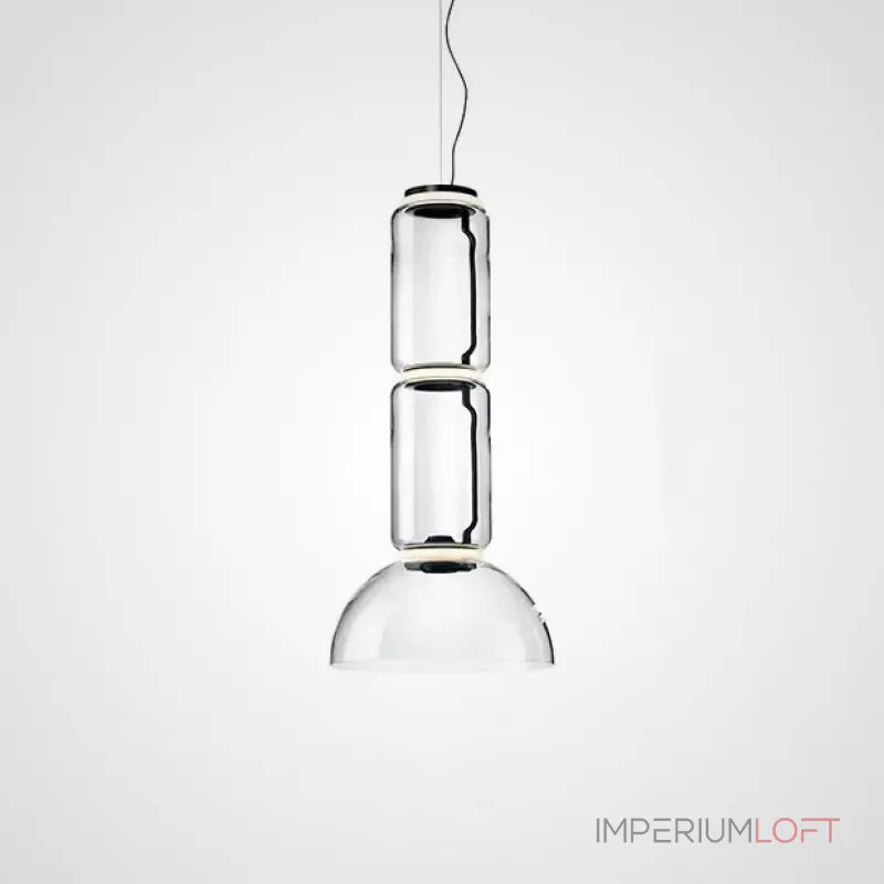 Серия подвесных светильников из прозрачных стеклянных скругленных цилиндров c LED подсветкой сверху и снизу QUENTIN C H85 от ImperiumLoft Серия подвесных светильников из прозрачных стеклянных скругленных цилиндров c LED подсветкой сверху и снизу QUENTIN C H85 от ImperiumLoft