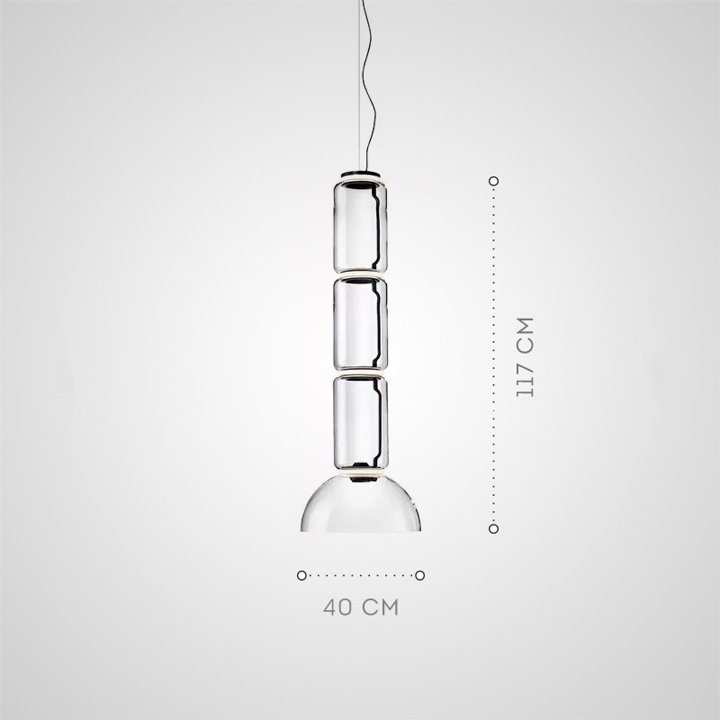 Серия подвесных светильников из прозрачных стеклянных скругленных цилиндров c LED подсветкой сверху и снизу QUENTIN C H117 от ImperiumLoft Серия подвесных светильников из прозрачных стеклянных скругленных цилиндров c LED подсветкой сверху и снизу QUENTIN C H117 от ImperiumLoft