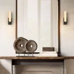 Настенный светодиодный светильник с прямоугольным плафоном из мрамора MIRCA B Bronze от ImperiumLoft