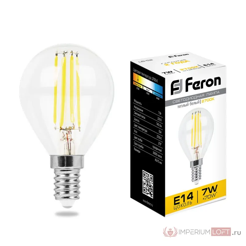 Лампа светодиодная Feron LB-52 E14 7Вт 2700K 25874 от ImperiumLoft