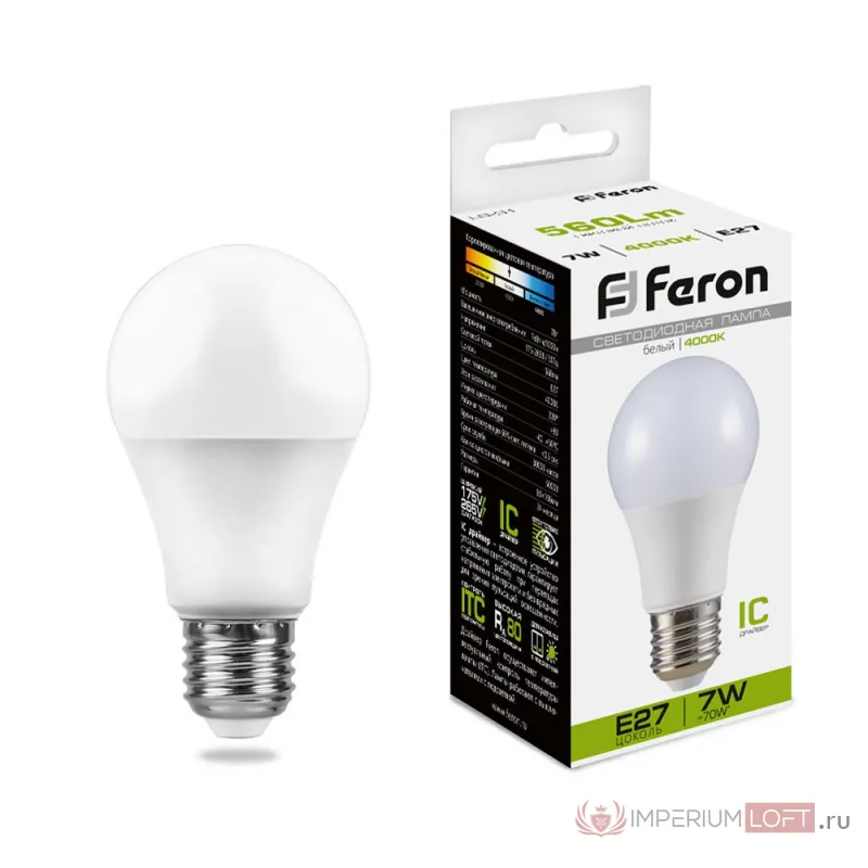 Лампа светодиодная Feron LB-91 шар E27 7Вт 4000K 25445 от ImperiumLoft