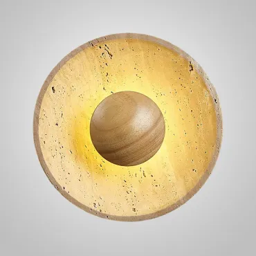 Настенный светодиодный светильник в виде вогнутого диска из натурального травертина от ImperiumLoft