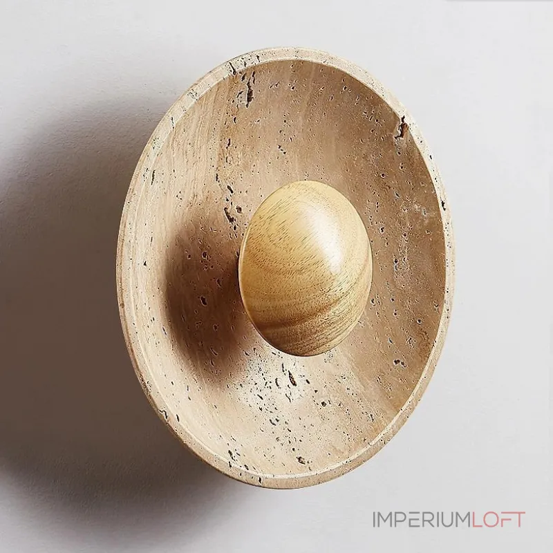Настенный светодиодный светильник в виде вогнутого диска из натурального травертина от ImperiumLoft Настенный светодиодный светильник в виде вогнутого диска из натурального травертина от ImperiumLoft