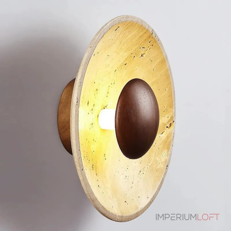 Настенный светодиодный светильник в виде вогнутого диска из натурального травертина от ImperiumLoft Настенный светодиодный светильник в виде вогнутого диска из натурального травертина от ImperiumLoft