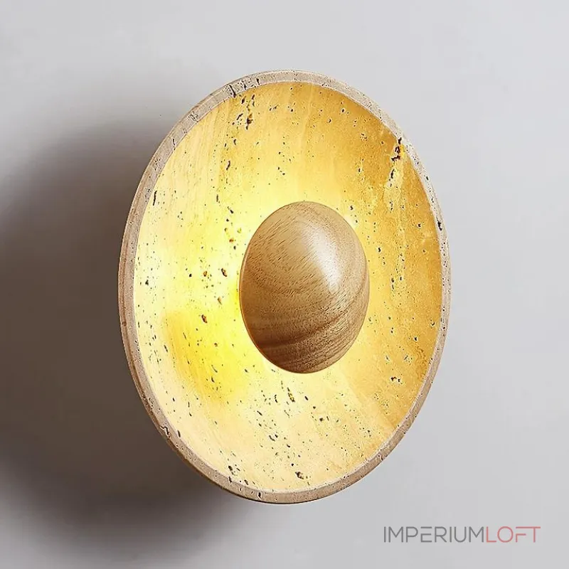 Настенный светодиодный светильник в виде вогнутого диска из натурального травертина от ImperiumLoft Настенный светодиодный светильник в виде вогнутого диска из натурального травертина от ImperiumLoft