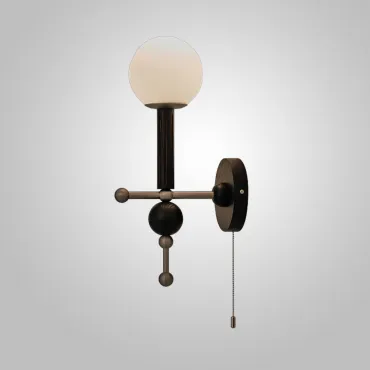 Настенный светильник с шарообразным плафоном и декором из древесины от ImperiumLoft