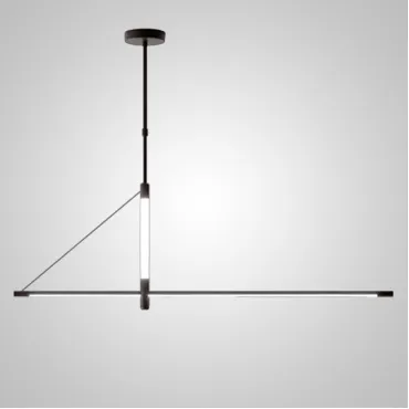 Реечный светильник в виде комбинации горизонтального стержня и вертикального элемента с LED источниками на оригинальном подвесе от ImperiumLoft