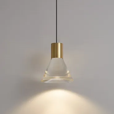 Серия подвесных светодиодных светильников с рассеивателями из цельного акрила цилиндрической и конической формы LEIF C Brass