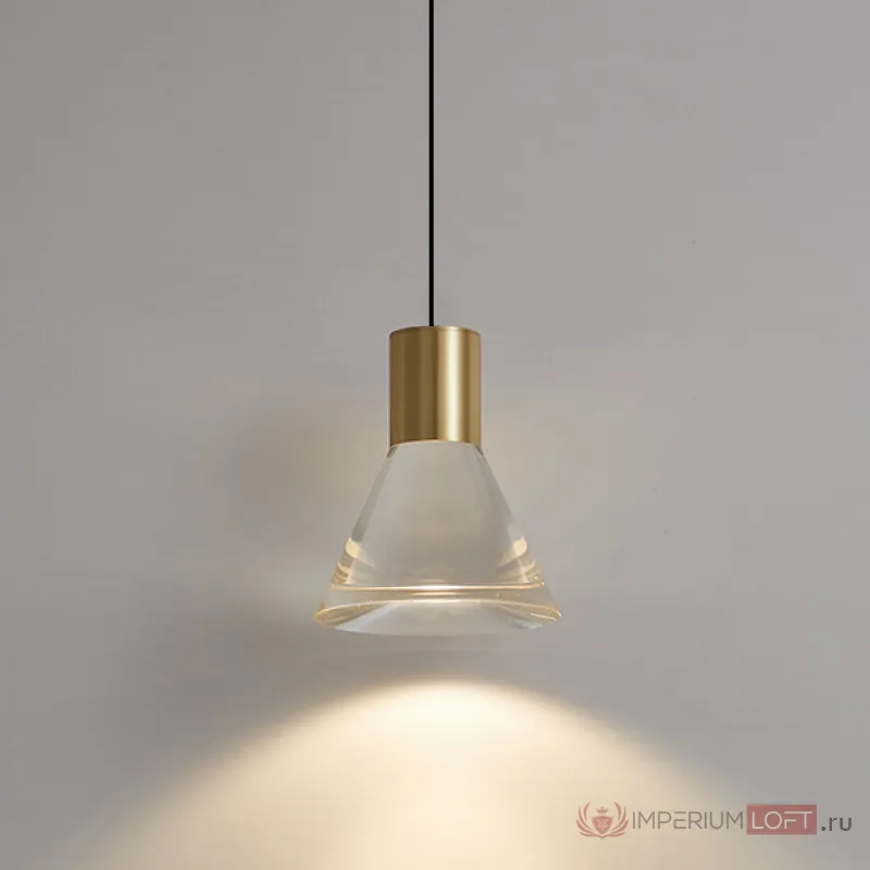 Серия подвесных светодиодных светильников с рассеивателями из цельного акрила цилиндрической и конической формы LEIF C Brass