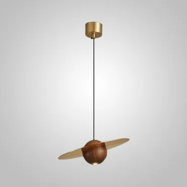 Подвесной светильник с шарообразным корпусом из орехового дерева и дисковым отражателем с регулировкой угла наклона GERIT Brass