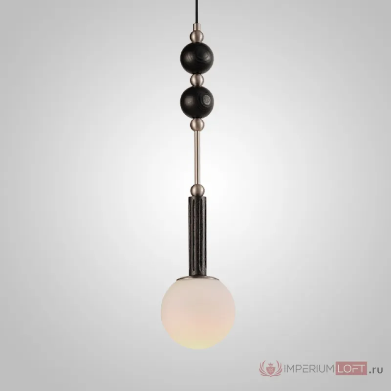 Серия подвесных светильников с шарообразным плафоном и декором из древесины BERTON A