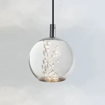 Светодиодный светильник в виде шара с воздушными пузырьками внутри на регулируемом подвесе Silver