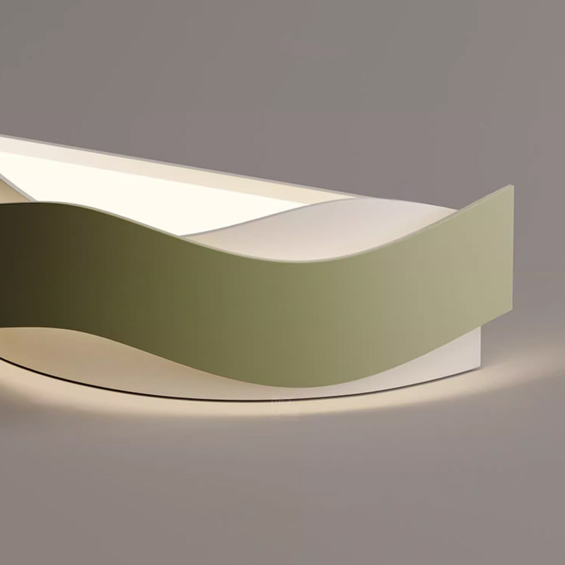Настенный светильник с двухслойным корпусом волнообразной формы со светодиодной подсветкой FINIAN WALL Mint Green