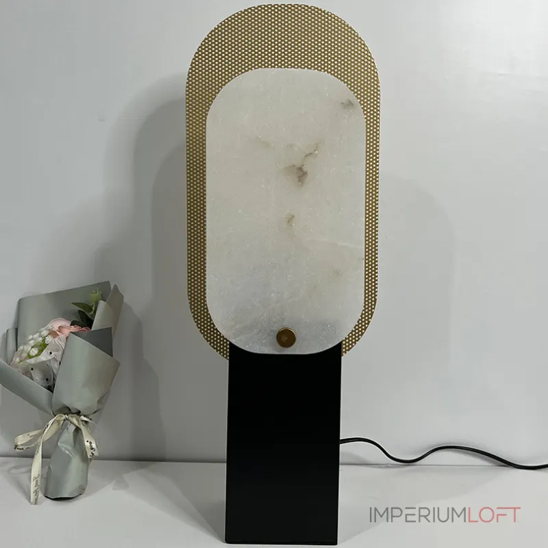 Серия настольных ламп в виде металлической перфорированной пластины и рассеивателя из натурального камня CONRAD B TAB B Серия настольных ламп в виде металлической перфорированной пластины и рассеивателя из натурального камня CONRAD B TAB B