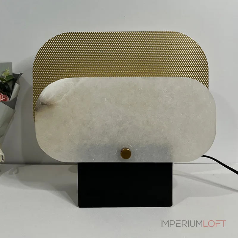 Серия настольных ламп в виде металлической перфорированной пластины и рассеивателя из натурального камня CONRAD B TAB B Серия настольных ламп в виде металлической перфорированной пластины и рассеивателя из натурального камня CONRAD B TAB B